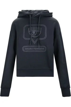 Chiara Ferragni Sweathshirts & Hoodies, Dame, Sort, XS, Bomuld, Hoodie med glitterlogo-print