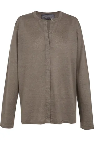 Cortana Strik, Herre, Brun, M, Linned, Linen Mink Knit Cardigan