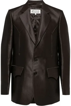 Maison Margiela Jakke, Dame, Brun, S, Uld, Chokoladebrun Stribet Blazer
