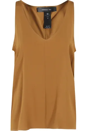 FEDERICA TOSI Top, Dame, Brun, S, Amber Crepe de Chine Tank Top