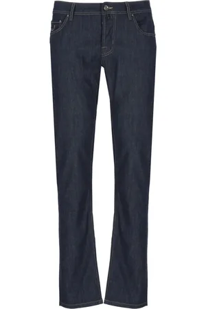 Jacob Cohen Jeans, Herre, Blå, W33, Bomuld, Mørkeblå Bomuldsjeans med Logopatch