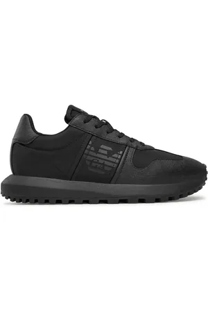 Emporio Armani Sko, Herre, Sort, 42 1/2 EU, Uld, Stilfulde sneakers til hverdagsbrug