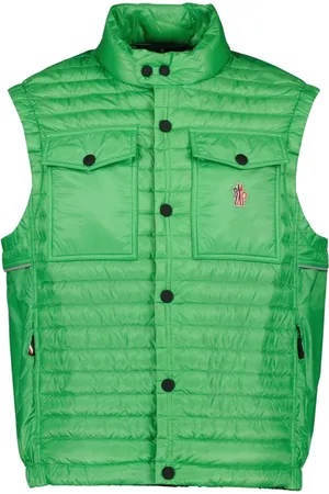 Moncler Jakke, Herre, Grøn, L, Ærmeløs højhalset quiltet vest