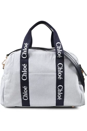 Chloé Home, Dame, Hvid, ONE SIZE, Bomuld, Stribet pusletaske med barnevognsstropper