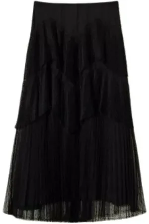 Twin-Set Nederdel, Dame, Sort, M, Tyl, Tyl Lang Nederdel med Blonder Detaljer