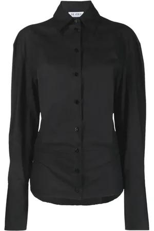 The Attico Bluser & Skjorter, Dame, Sort, 2XS, Bomuld, Casual Langærmet Sort Bomuldsskjorte