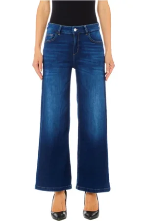 Liu Jo Jeans, Dame, Blå, W24, Bomuld, Wide Flare Jeans