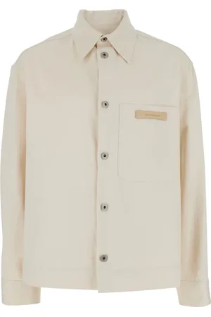 Emporio Armani Jakke, Herre, Hvid, L, Bomuld, Logo Patch Bomuldsjakke