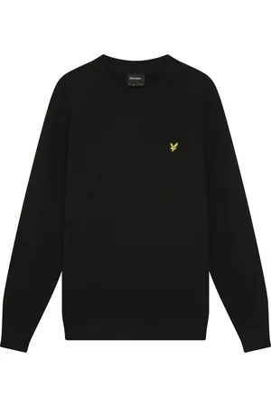Lyle & Scott Strik, Herre, Sort, 2XL, Bomuld, Gridstrikket Crew Neck Jumper
