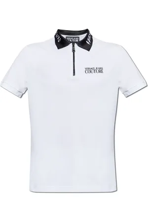 VERSACE Top, Herre, Hvid, XL, Bomuld, Polo med trykt logo