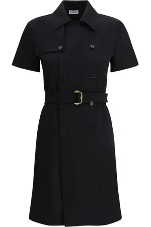 Burberry Kjole, Dame, Sort, 2XS, Uld, Elegant Midi Kjole