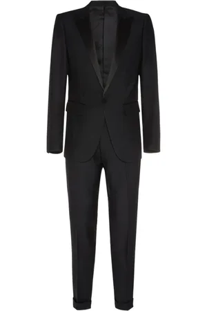 Dsquared2 Jakkesæt, Herre, Sort, S, Uld, Sort Silk og Uld Aftenkjole