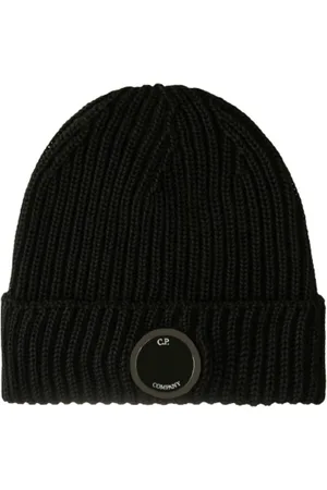 C.P. Company Tilbehør, Dame, Sort, ONE SIZE, Uld, Fine Merino Wool Lens Beanie