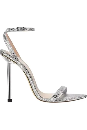 Femme LA Sko, Dame, Grå, 40 EU, Læder, Sølv Strappy High Heel Sandaler