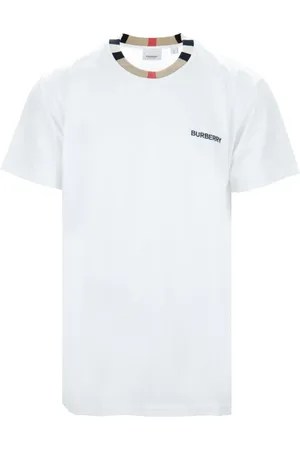 Burberry Top, Herre, Hvid, XL, Bomuld, Slip-On T-shirt med præget logo