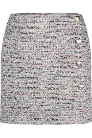 Fabienne Chapot Nederdel, Dame, Flerfarvet, M, Tweed, Tweed Mini Nederdel med Hjerteknapper