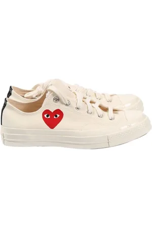 Comme des Garçons Sko, Herre, , 42 1/2 EU, Canvas Sneakers med Hjerteprint