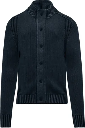 Bomboogie Strik, Herre, Blå, L, Bomuld, Langærmet Bomuld Cardigan