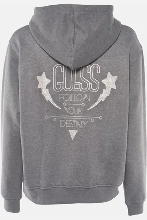 Guess Sweathshirts & Hoodies, Herre, Grå, M, Bomuld, Shiny Cord Hoodie