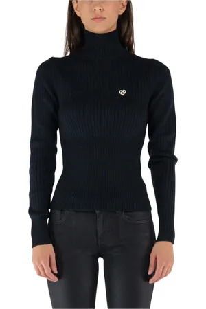 Casablanca Strik, Dame, Sort, S, Uld, Rib Høj Hals Pullover