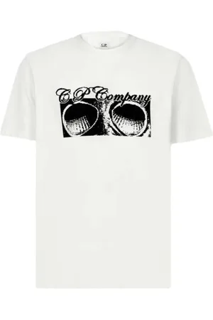 C.P. Company Top, Herre, Hvid, 2XL, Bomuld, 30/1 Jersey Goggle Print T-shirt