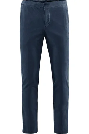 Bomboogie Bukser, Herre, Blå, W36, Bomuld, Velvet Chinos Bukser med Elastisk Talje