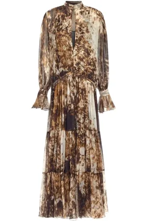 Roberto Cavalli Kjole, Dame, Brun, L, Appaloosa Print Kjole Brun Kvinde