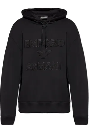 Emporio Armani Sweathshirts & Hoodies, Herre, Sort, 2XL, Bomuld, Double-Jersey Hættetrøje