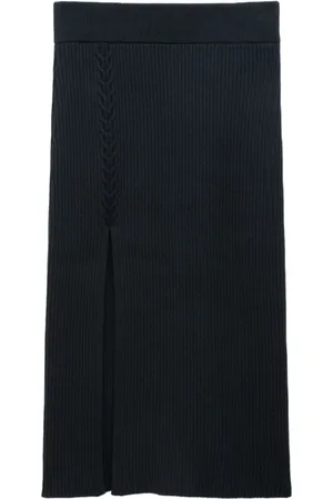 Filippa K Nederdel, Dame, Sort, M, Bomuld, Ribstrikket nederdel