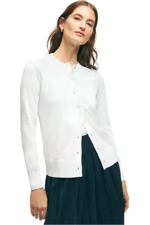 Brooks Brothers Strik, Dame, Hvid, XS, Supima Cotton Cardigan