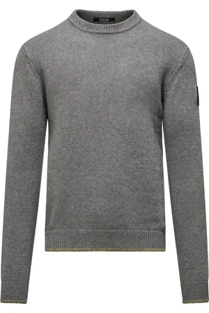 Bomboogie Strik, Herre, Grå, 2XL, Bomuld, Crew-neck Cardigan med Lynlås