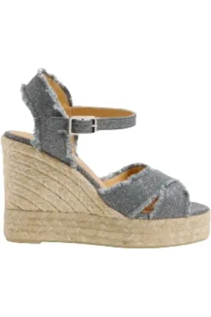 Castaner Sko, Dame, Grå, 39 EU, Crossed Strap Dark Grey Silver Espadrille