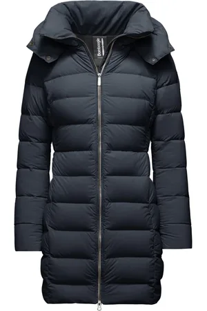 Bomboogie Frakke, Dame, Blå, XS, Nylon, Stretch-Nylon Dunjakke med Aftagelig Hætte
