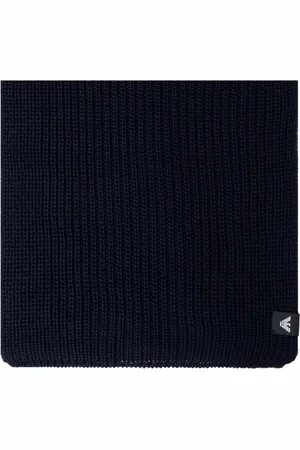 Emporio Armani Tilbehør, unisex, Blå, ONE SIZE, Uld, Uldentørklæde med logoemblem