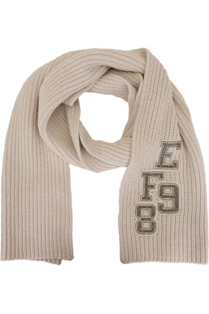 Elisabetta Franchi Tilbehør, Dame, , ONE SIZE, Uld, Ribbet Tørklæde med Initialer Broderi