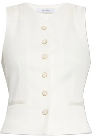 Max Mara Jakke, Dame, Hvid, 2XS, Bomuld, Ribstrikket vest