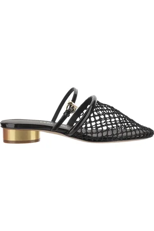 Salvatore Ferragamo Sko, Dame, Sort, 36 1/2 EU, Læder, Mesh og læder mules med Gancini-detalje