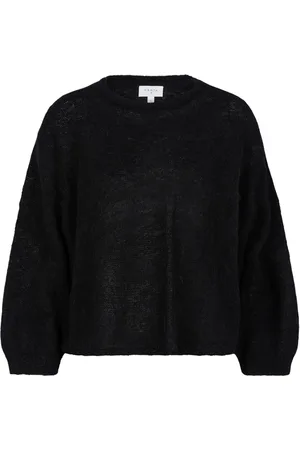 Dante 6 Strik, Dame, Sort, XS, Uld, Sort Alpaka Pullover med Åben Ryg