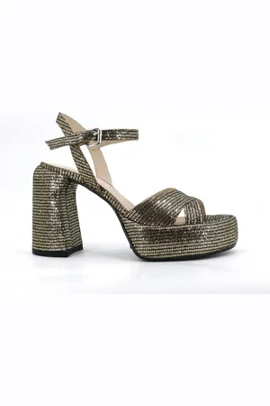 Elena Iachi Sko, Dame, Sort, 36 EU, Læder, Glitter Læder Højhælede Sandaler