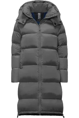 Bomboogie Frakke, Dame, Grå, XS, Nylon, Lang Dunjakke med Aftagelig Hætte