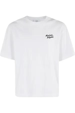 Maison Kitsuné Top, Herre, Hvid, M, Bomuld, Broderet Oversized T-shirt