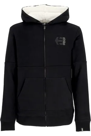 Etnies Sweathshirts & Hoodies, Herre, Sort, L, Bomuld, Sort Sherpa Hoodie med Lynlås Lukning