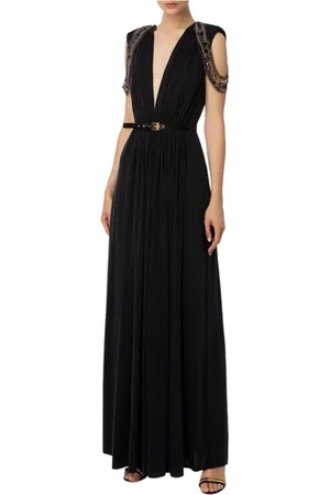 Elisabetta Franchi Kjole, Dame, Sort, S, Polyester, Elegant Maxikjole
