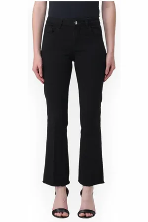 FAY Bukser, Dame, Sort, W32, Bomuld, Cropped Bukse med Frynser