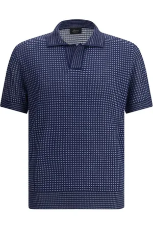 BRIONI Top, Herre, Blå, S, Silke Tjek Polo Skjorte Klassisk Krave