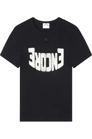 Courrèges Top, Herre, Sort, S, Bomuld, Logo Print T-Shirt