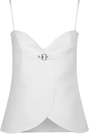 Courrèges Top, Dame, Hvid, 2XS, Polyester, Ellipse Twill Top