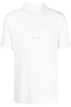 Maison Margiela Top, Herre, Hvid, S, Bomuld, Hvid Bomulds Polo Shirt Uden Krave