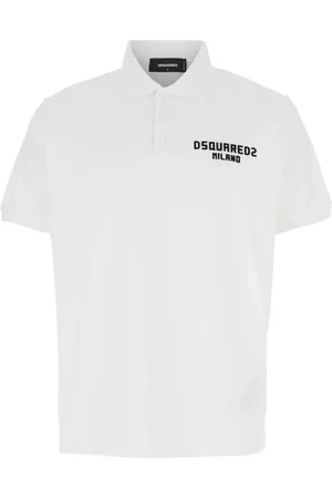 Dsquared2 Top, Herre, Hvid, L, Bomuld, Hvid Polo Shirt med Logo Broderi