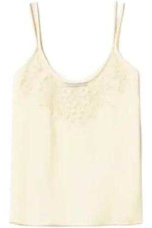 Twin-Set Top, Dame, , XS, Bomuld, Blomstret broderet viskose top